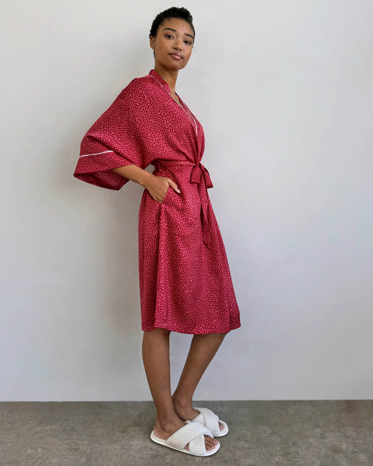 Mini Heart Toss Satin Silk Robe