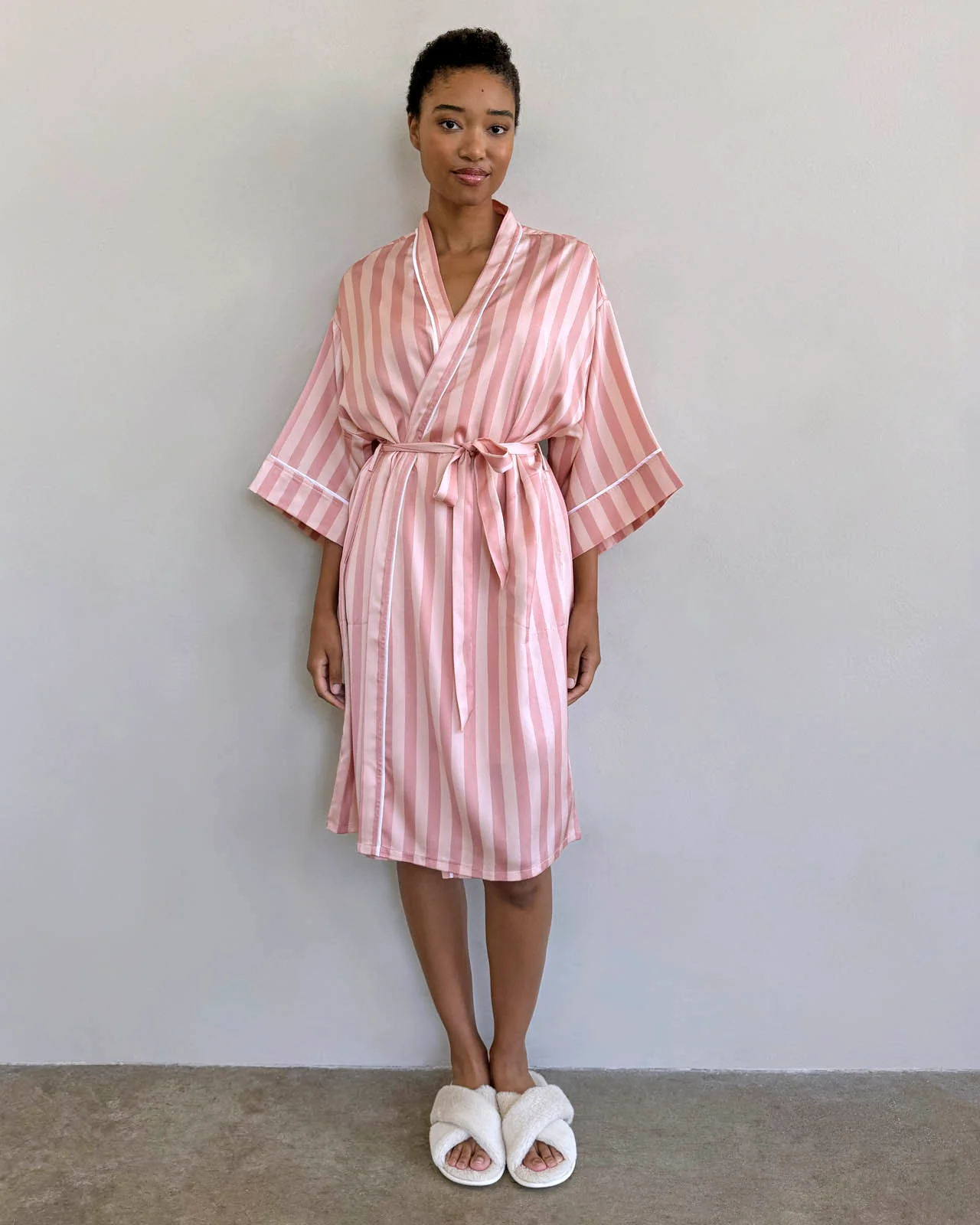 Cabana Stripe Satin Silk Robe