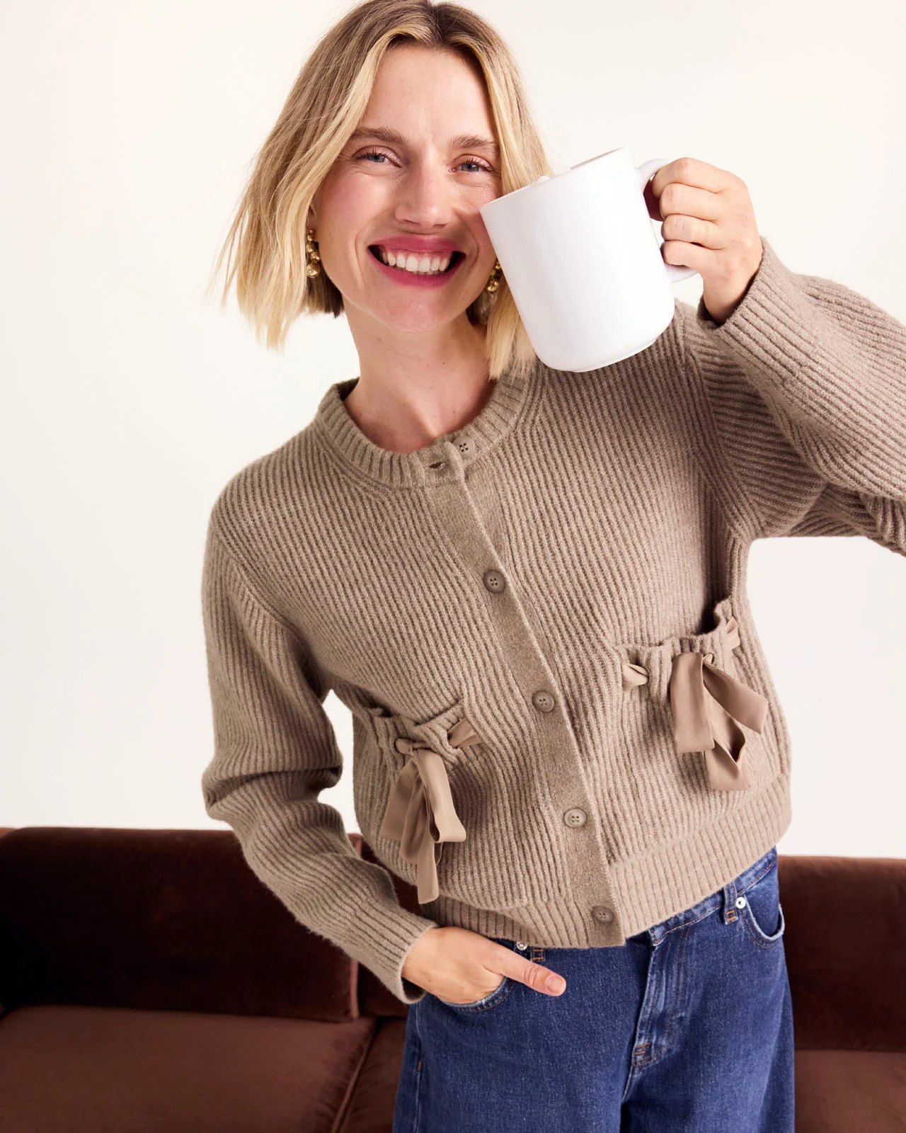 Stassi Satin Tie Cardigan