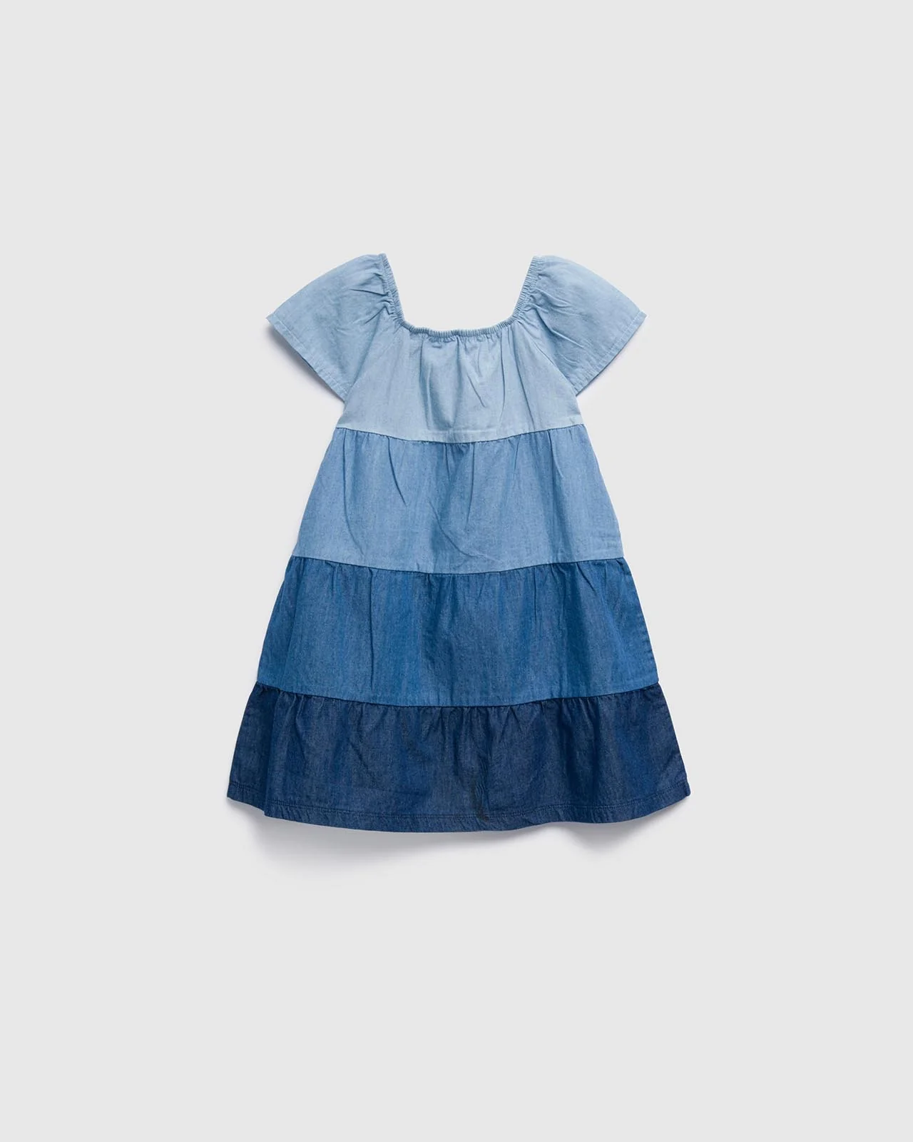 Toddler Girls Chambray Tiered Dress