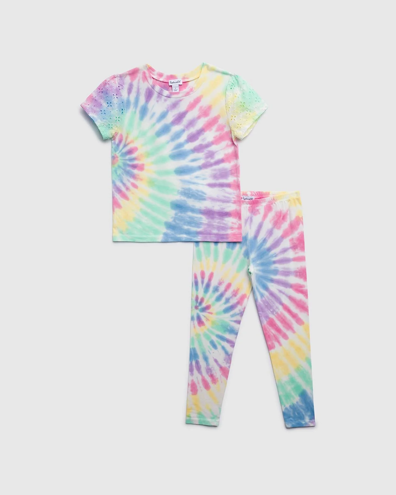 Toddler Girls Rainbow Eyelet Short Sleeve Set