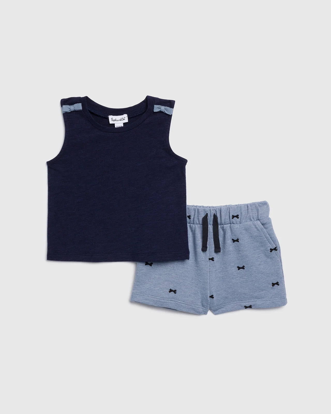 Infant Girl Bow Embroidered Tank Set