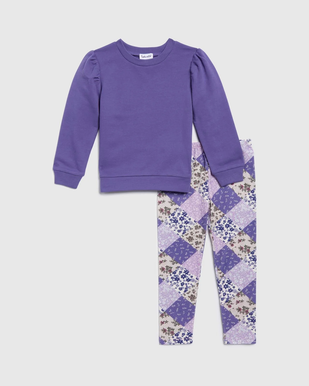 14709-toddler-girls-lavender-flowers-sweatshirt-set-1.webp Toddler Girls Lavender Flowers Sweatshirt Set