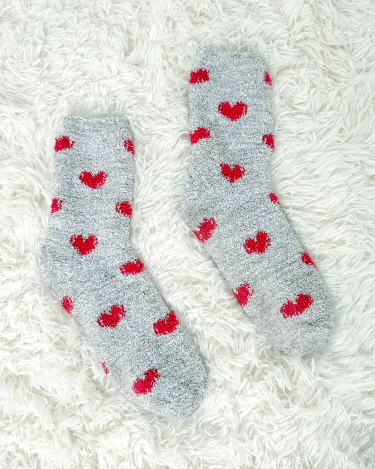 Red Hearts Bia Fuzzy Socks