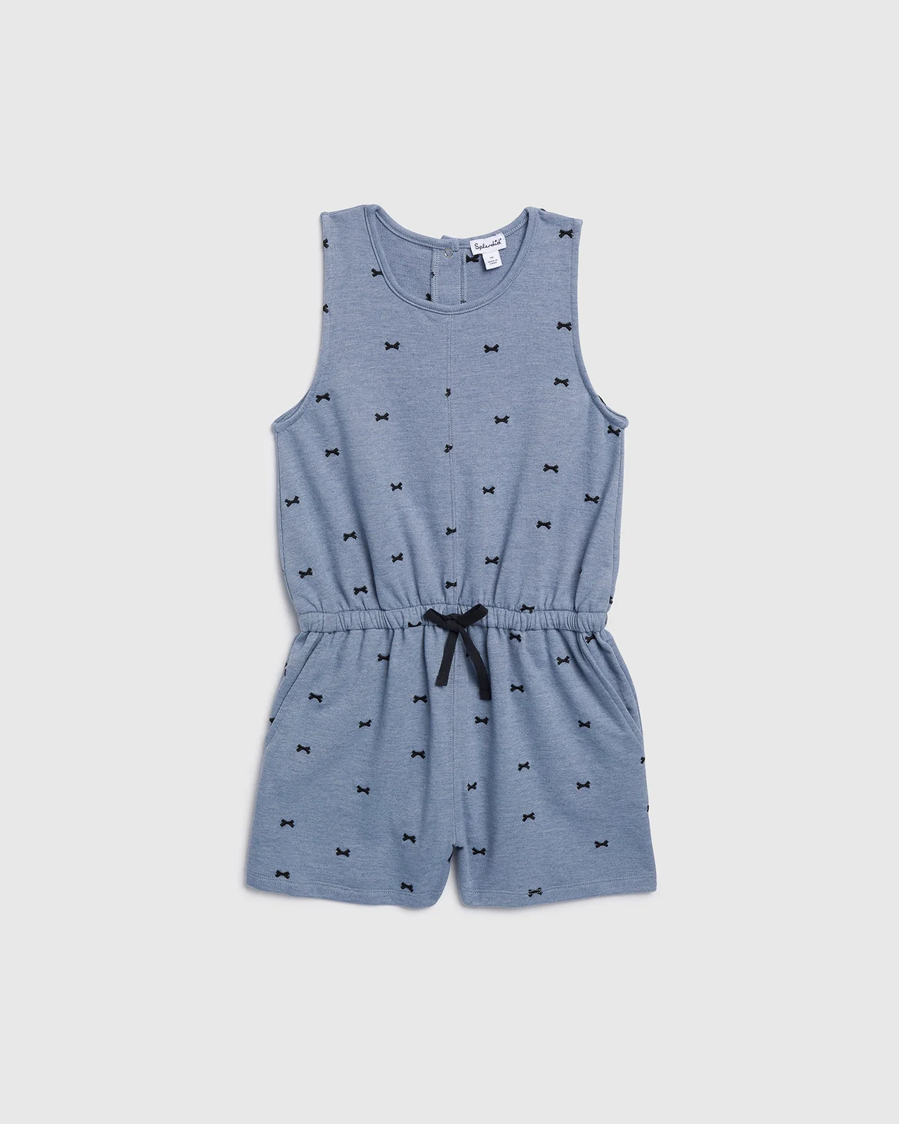 Girls Bow Embroidered Romper