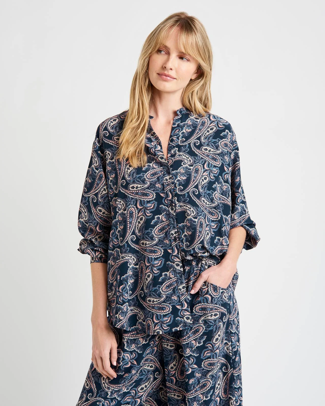 Alessandra Paisley Silk Button Down Shirt