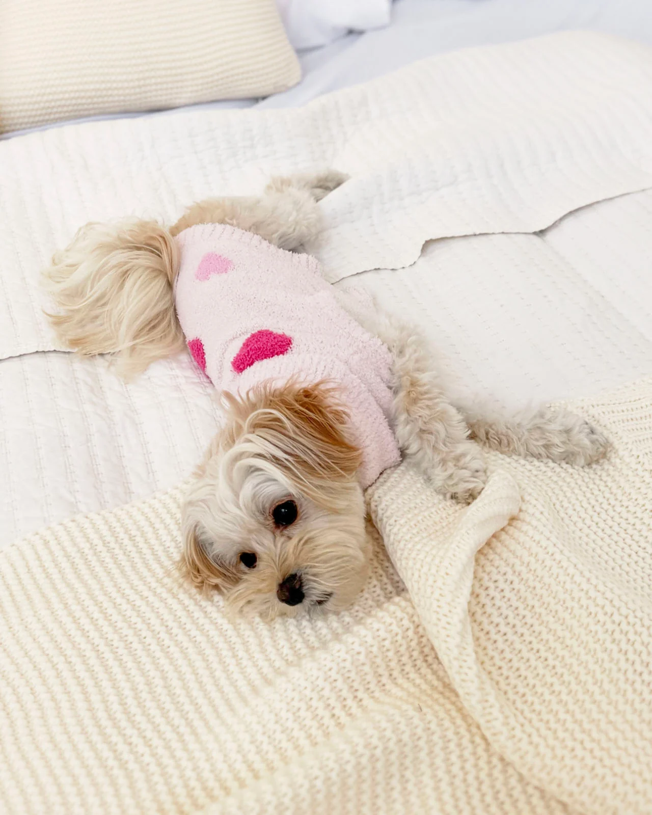 Pink Multi-Heart Fuzzy Pet Sweater