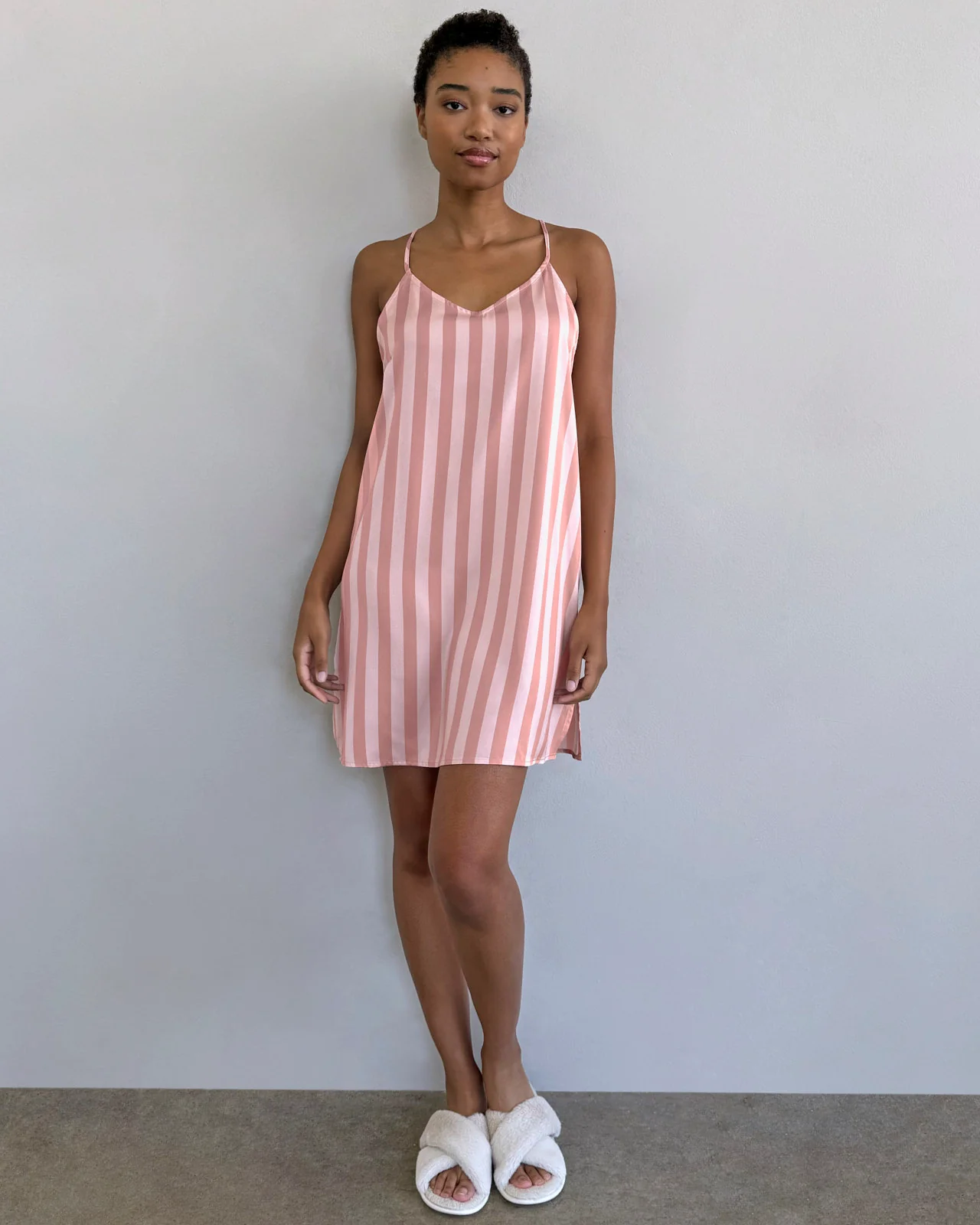 Cabana Stripe Satin Silk Chemise