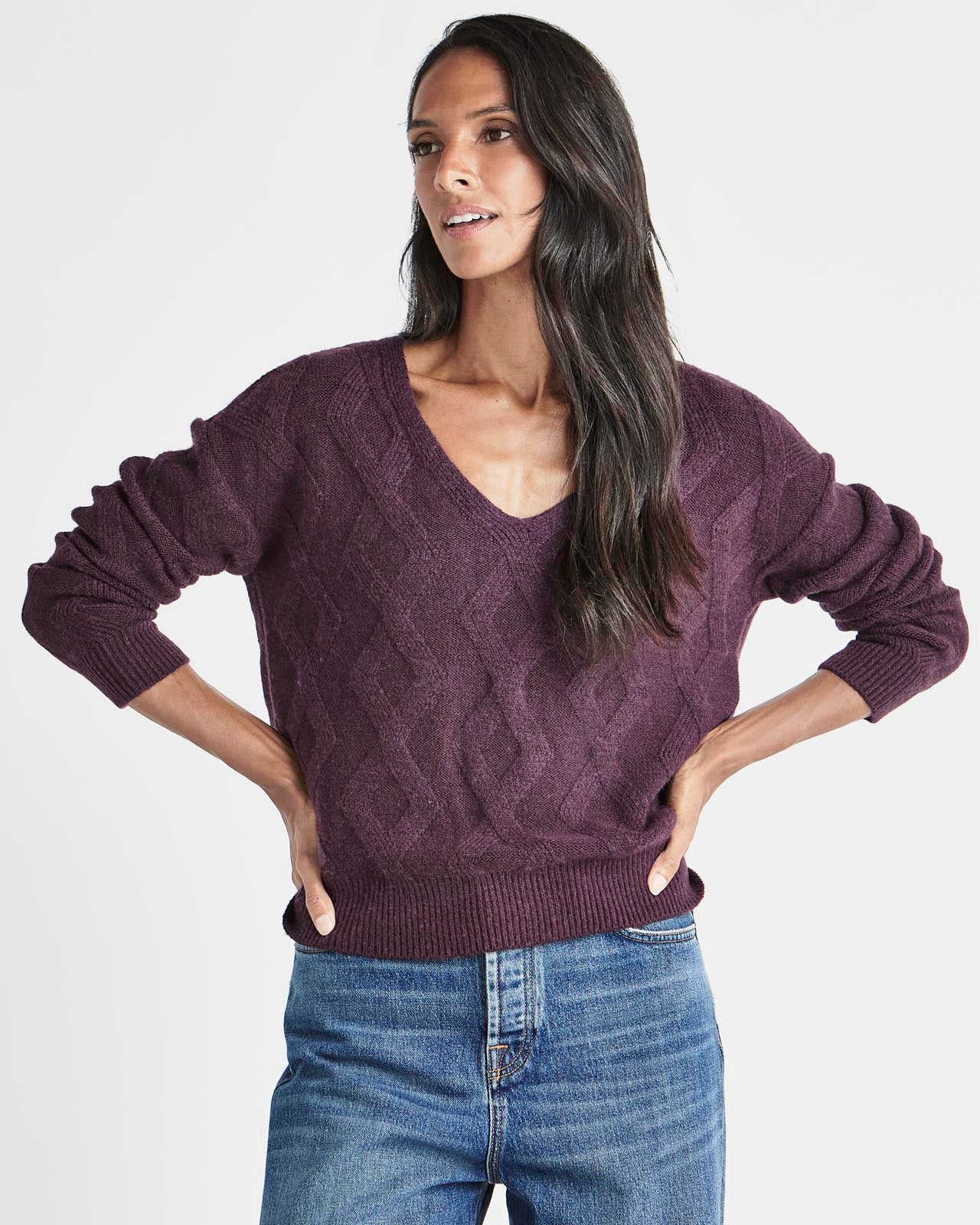 20190-diamond-cable-v-neck-sweater-1.jpg Diamond Cable V-Neck Sweater