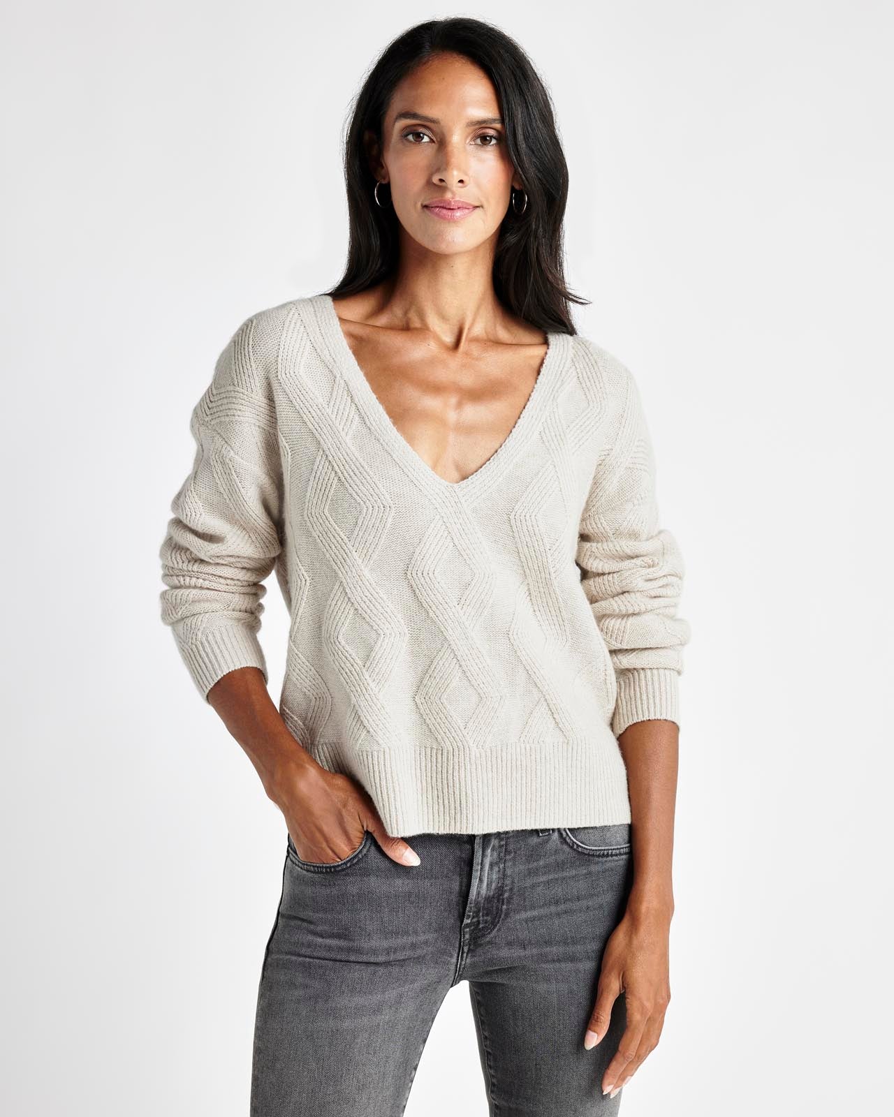 20190-diamond-cable-v-neck-sweater-5.jpg Diamond Cable V-Neck Sweater