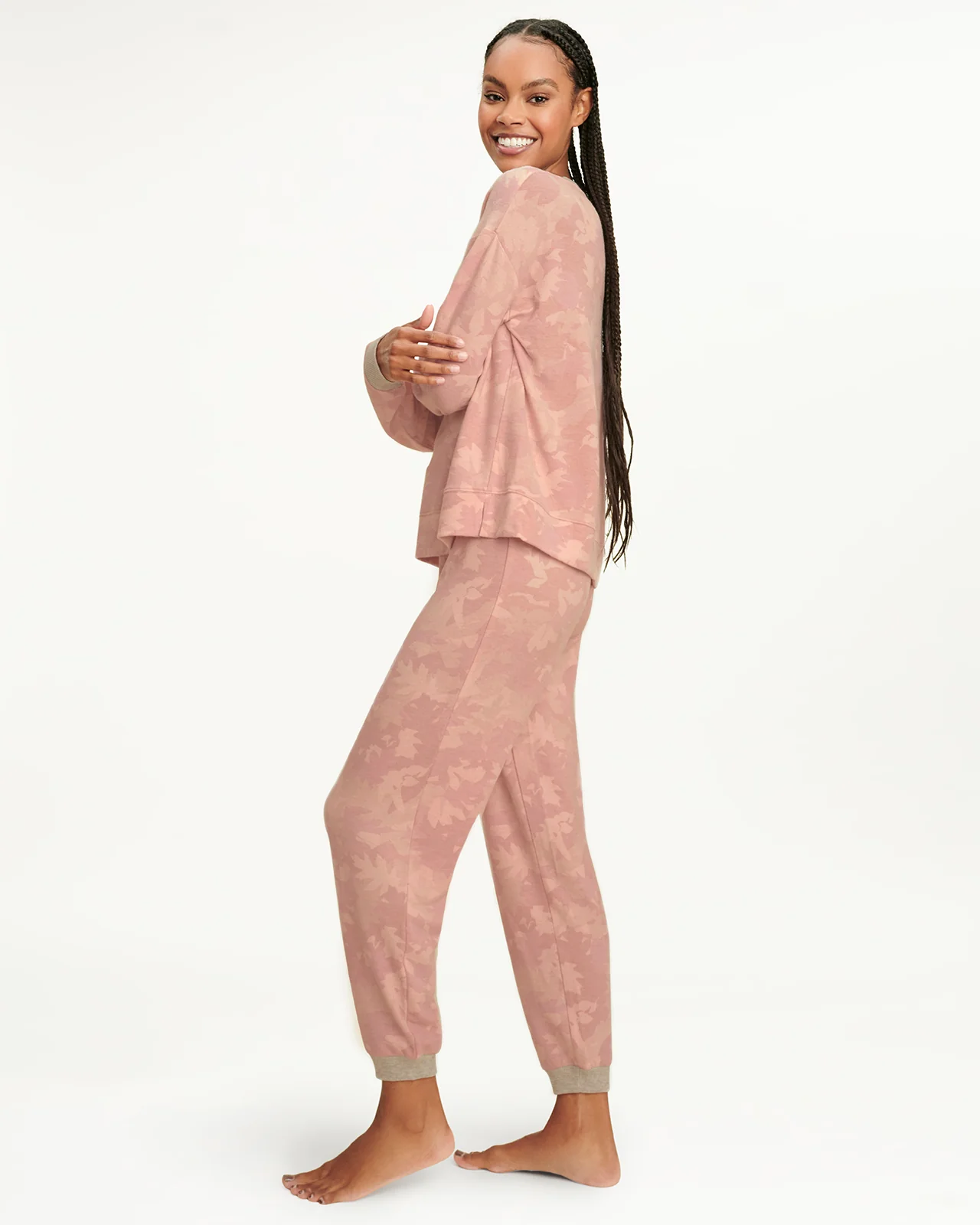 Elora Long Sleeve Jogger Set in Blush Camo