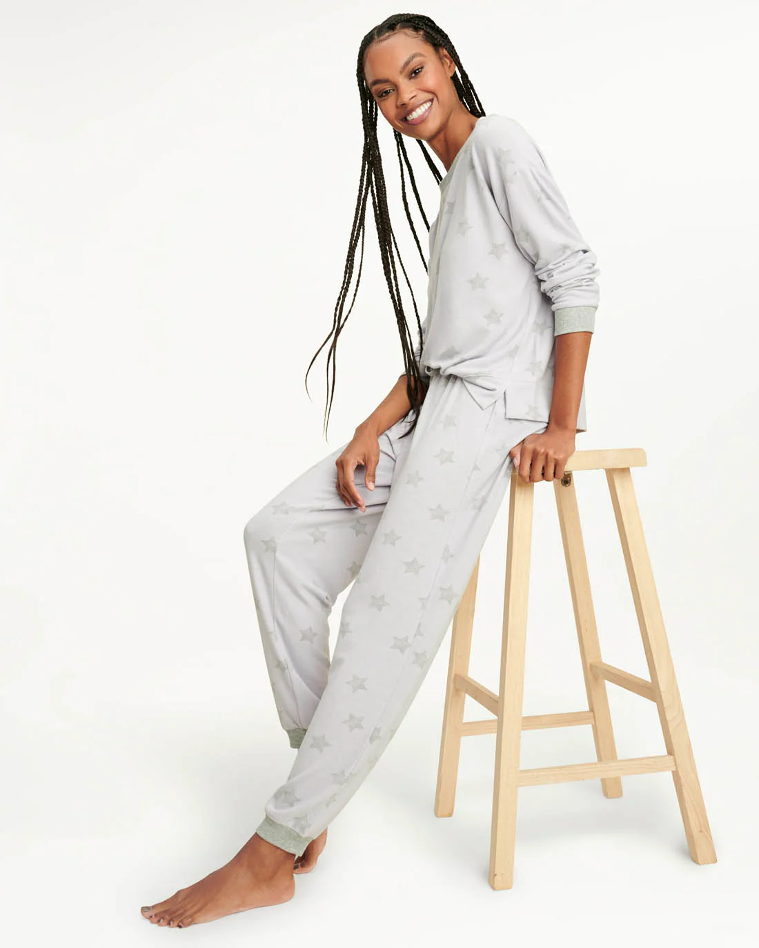 Elora Long Sleeve Jogger Set in Lavender/Stars