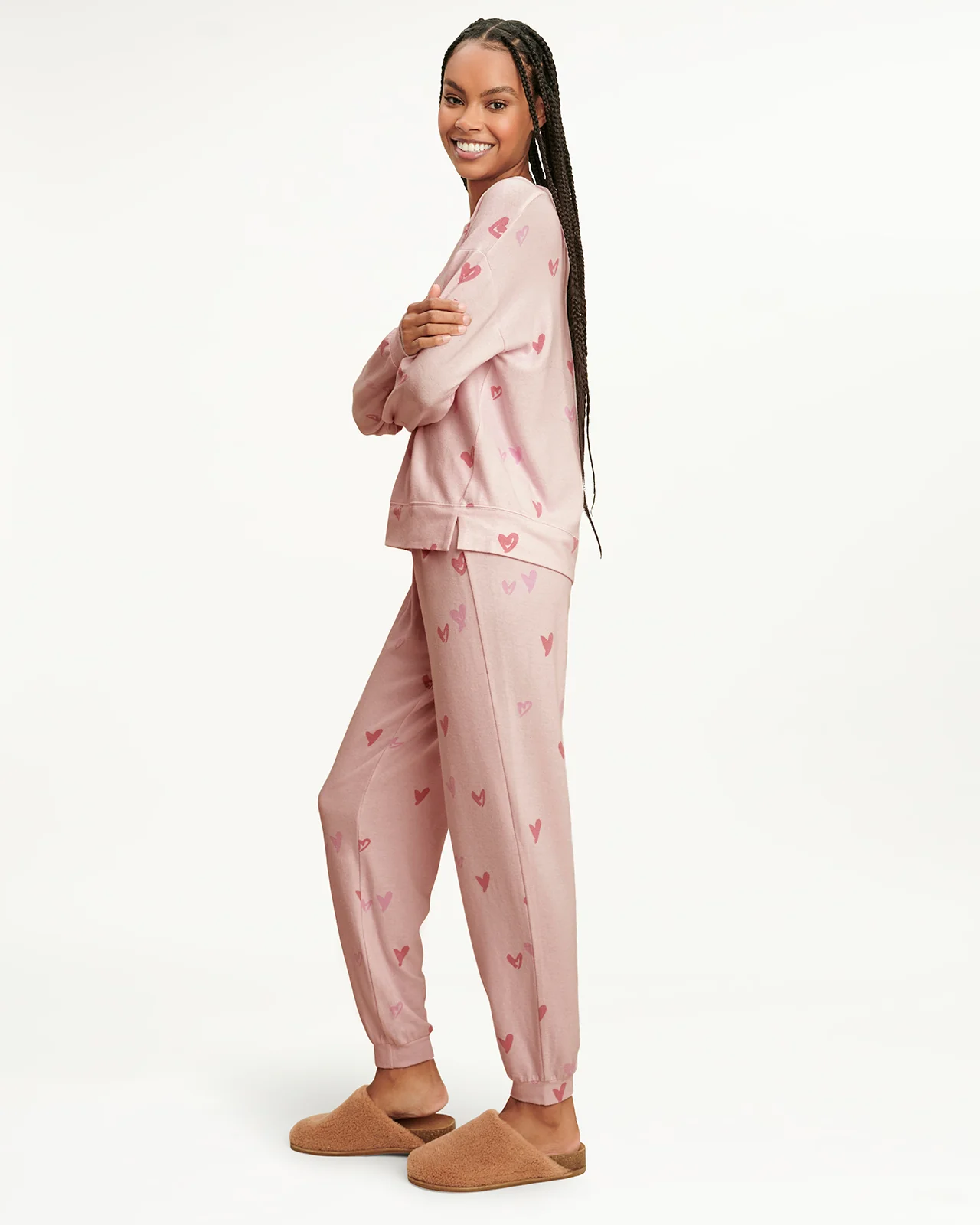 Elora Long Sleeve Jogger Set in Pink Hearts