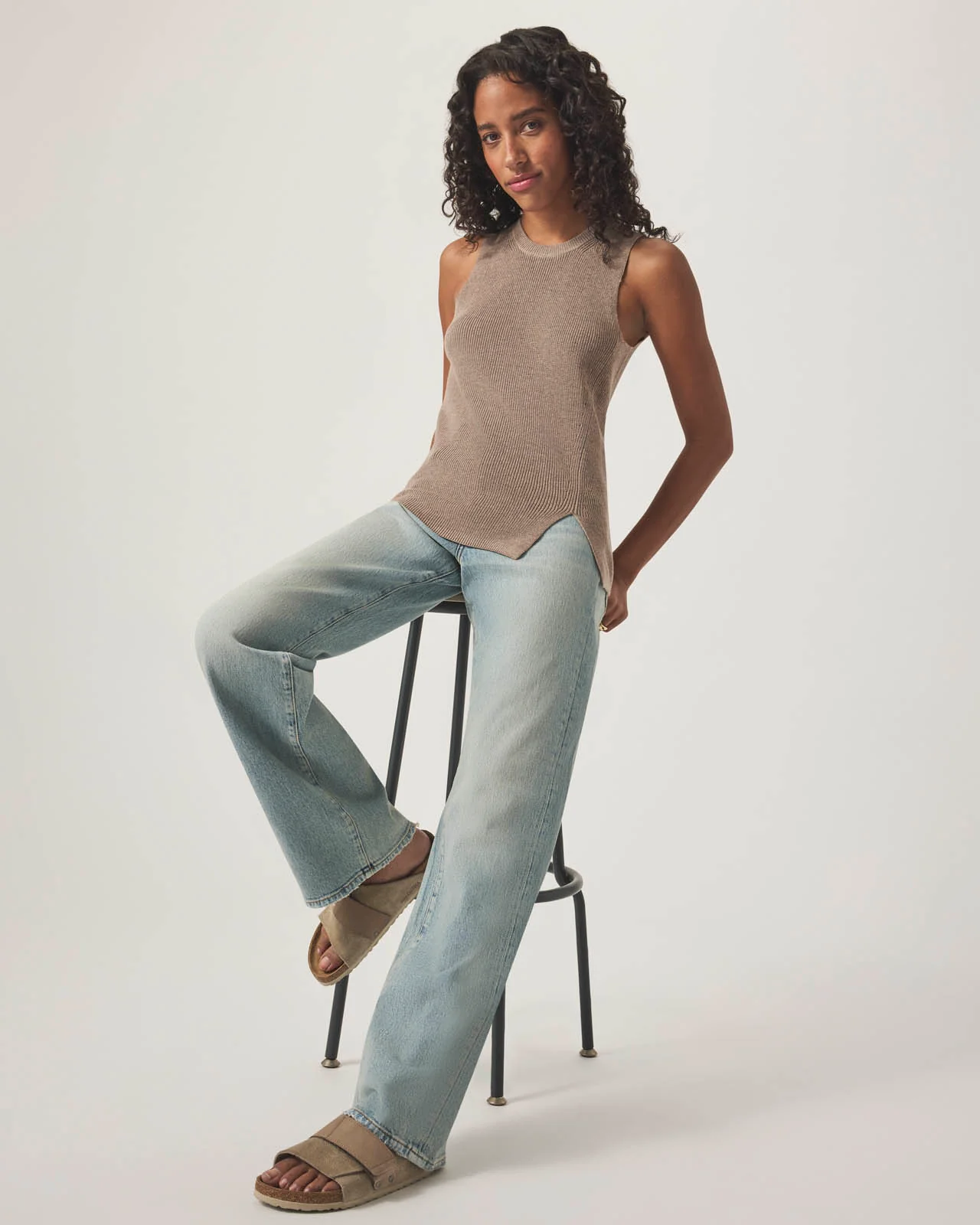 Straight Leg Worn Hem Jean