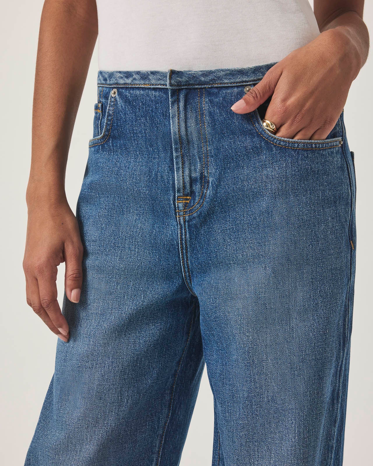 Cut Waist Relax Wide Leg Jean
