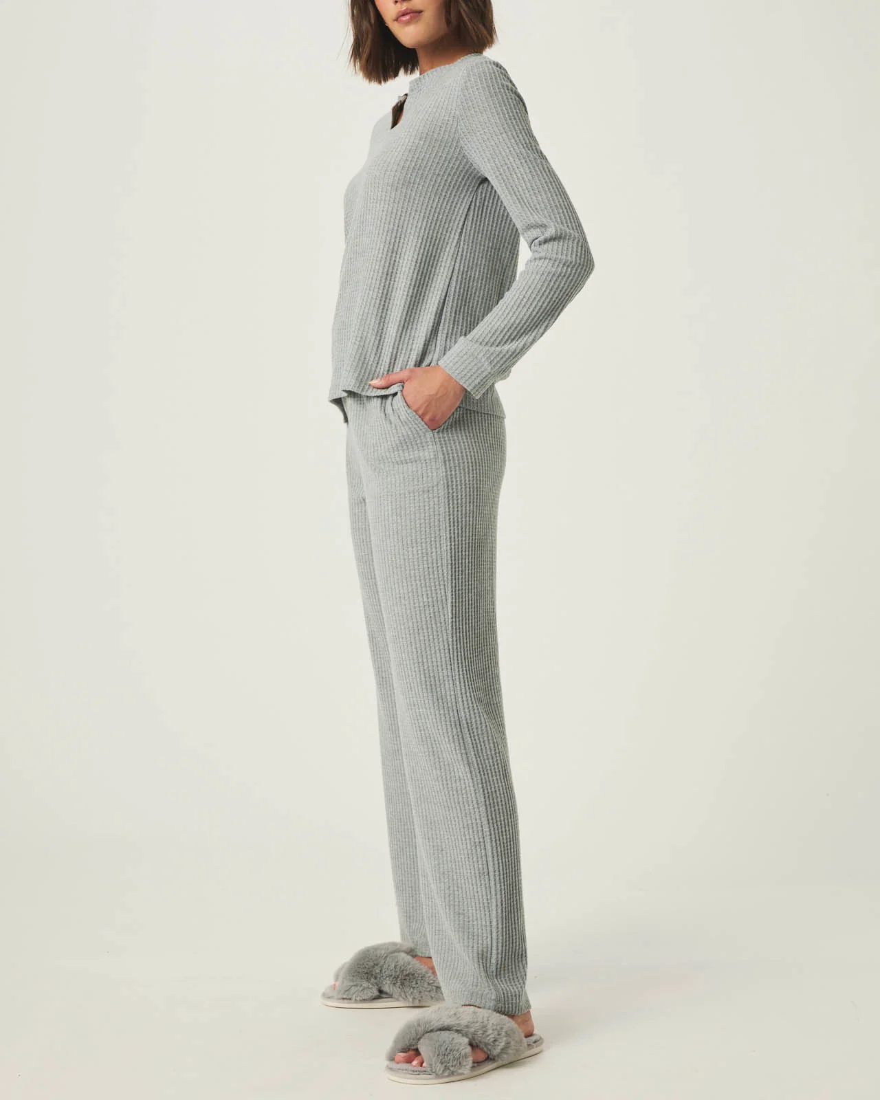 22336-heather-grey-split-crewneck-waffle-knit-sleep-set-3.webp Heather Grey Split Crewneck Waffle Knit Sleep Set