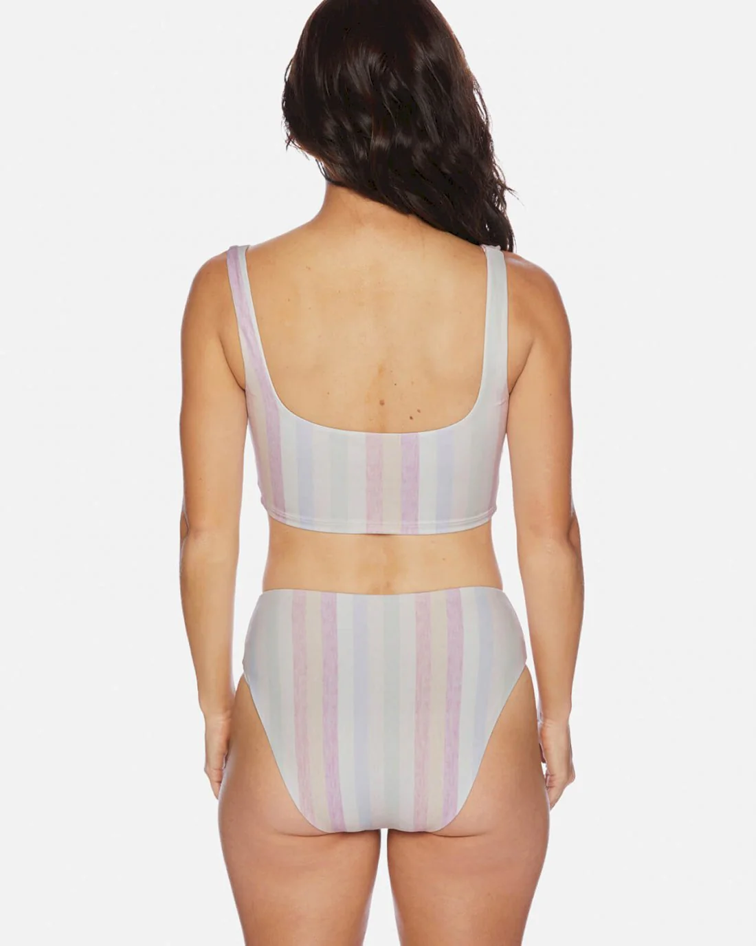 Heather Ombre Stripe Removable Soft Cup Longline Swim Bralette