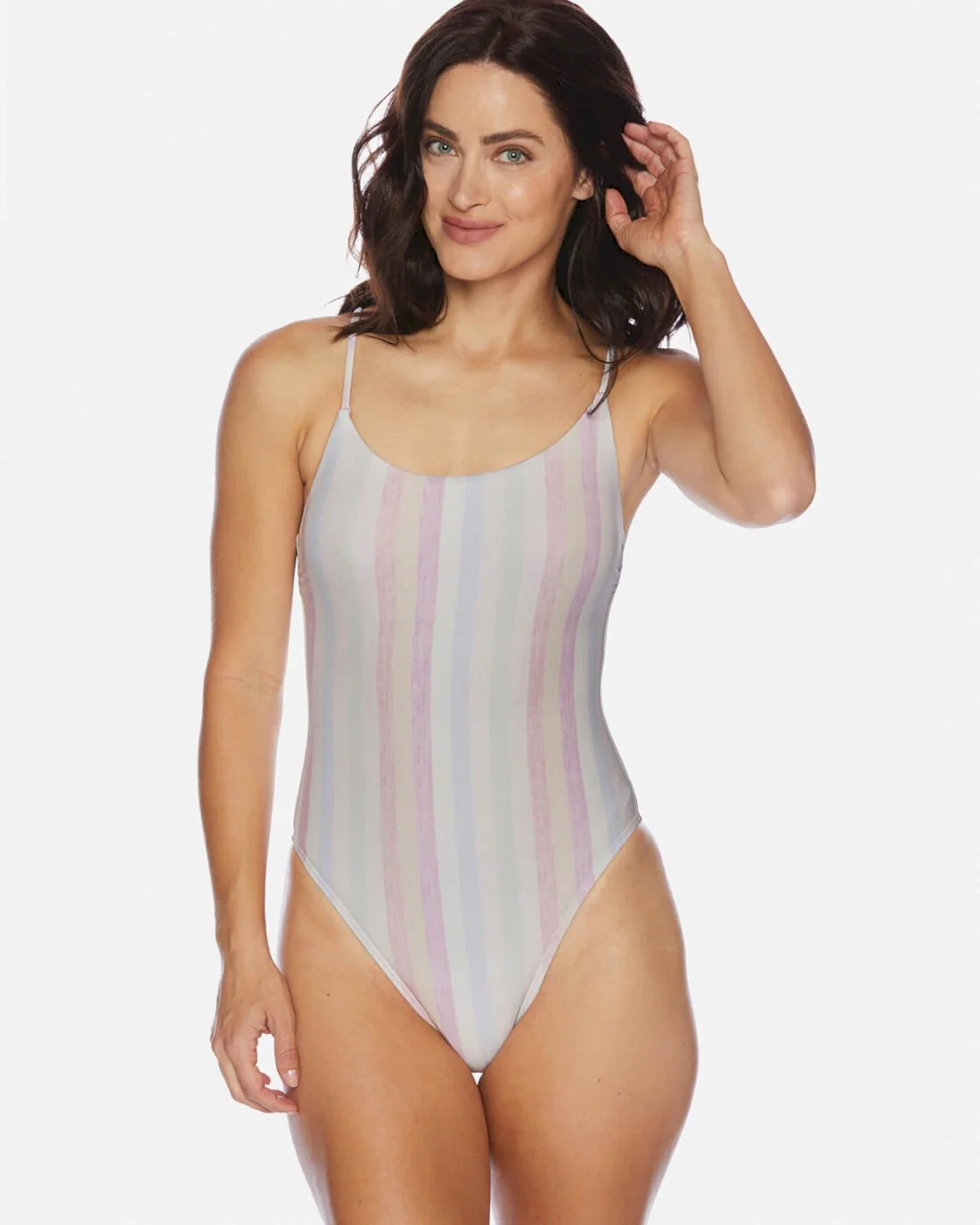 Heather Ombre Stripe Removable Soft Cup One-Piece Swimsuit