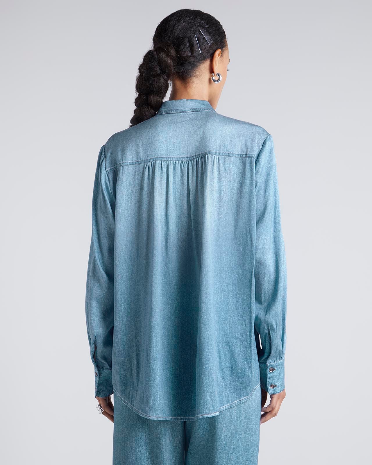 23081-kate-young-x-splendid-silk-button-down-denim-print-shirt-7.jpg Kate Young x Splendid Silk Button-Down Denim-Print Shirt