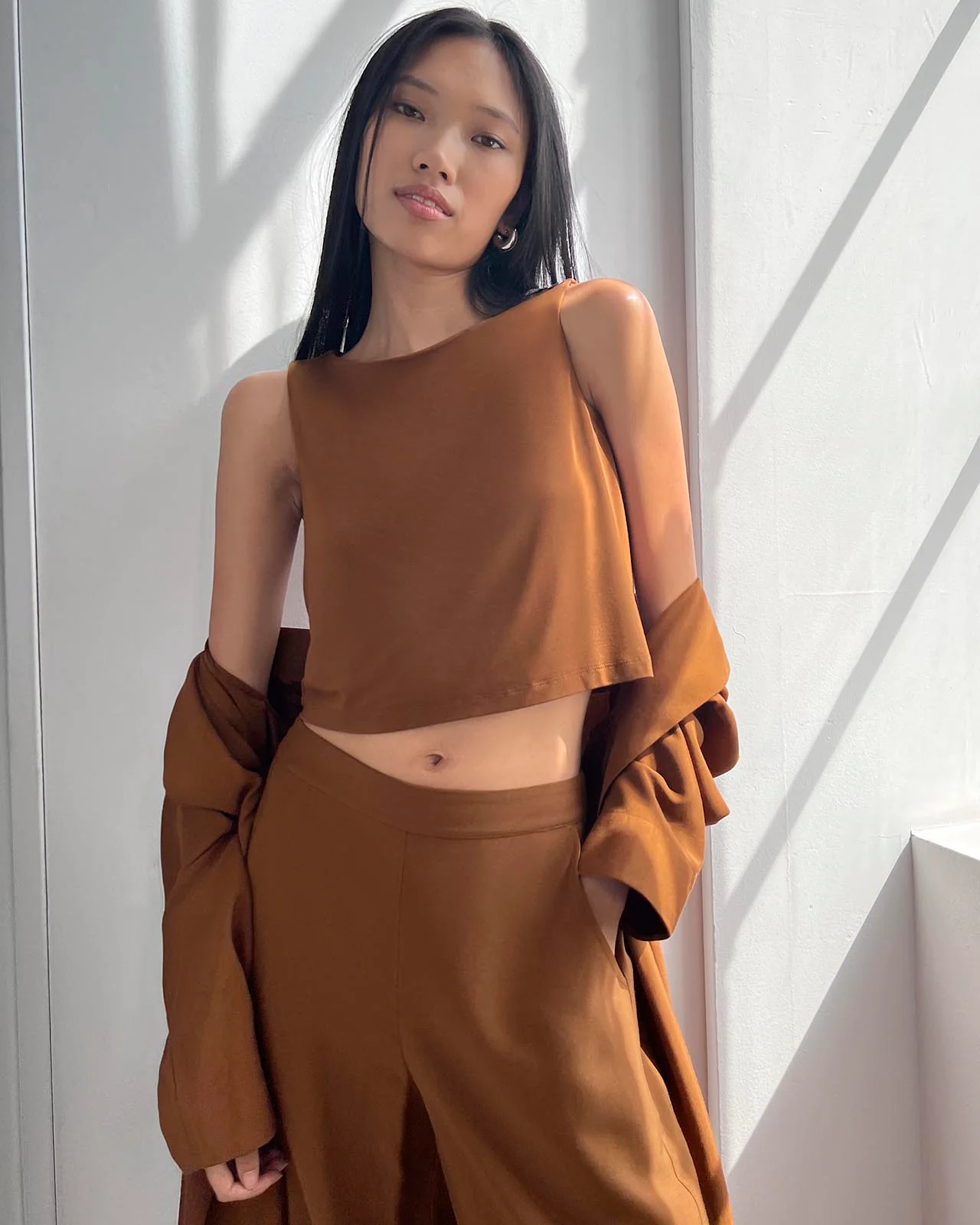 Kate Young x Splendid Silk-Modal Cropped Tank
