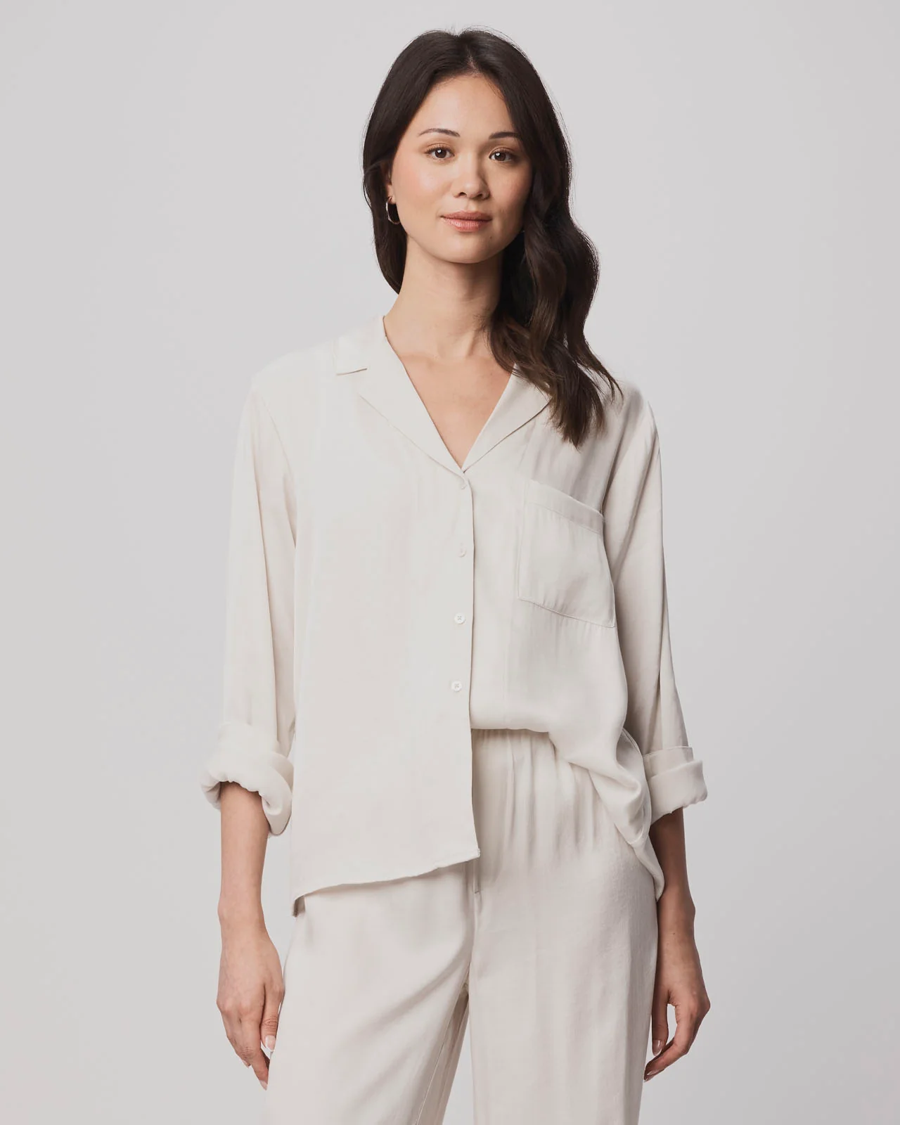 Serena Satin Button Down