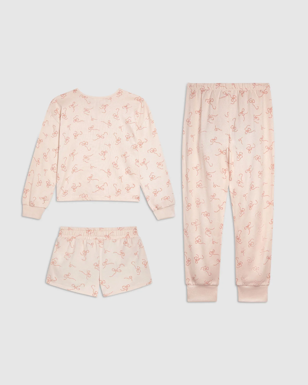 Girls Cafe Creme Bows 3-Piece Brushed Jersey PJ Set