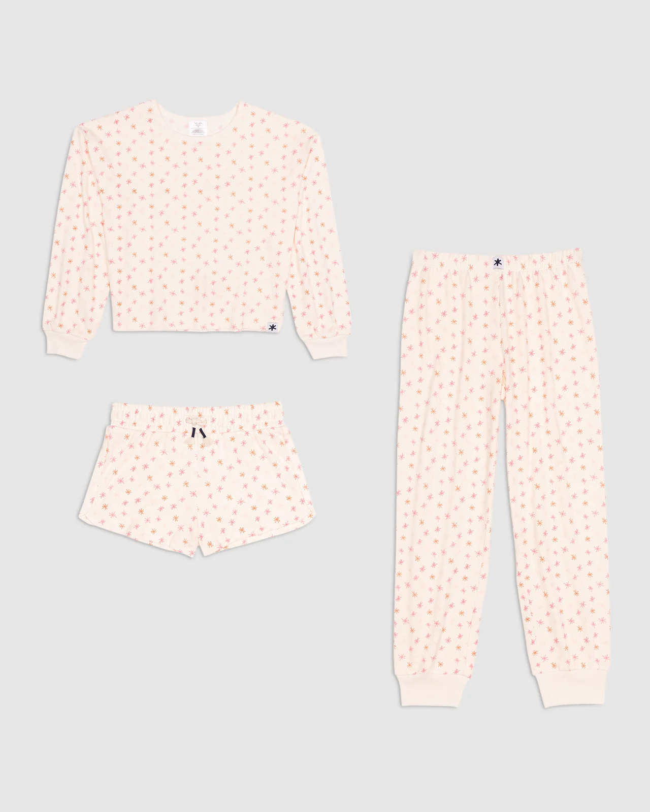 Girls Multi-Burst 3-Piece Brushed Jersey PJ Set