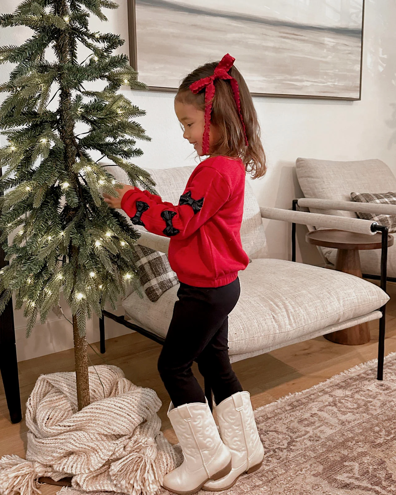Toddler Girl Shiny Bow Sweatshirt Set