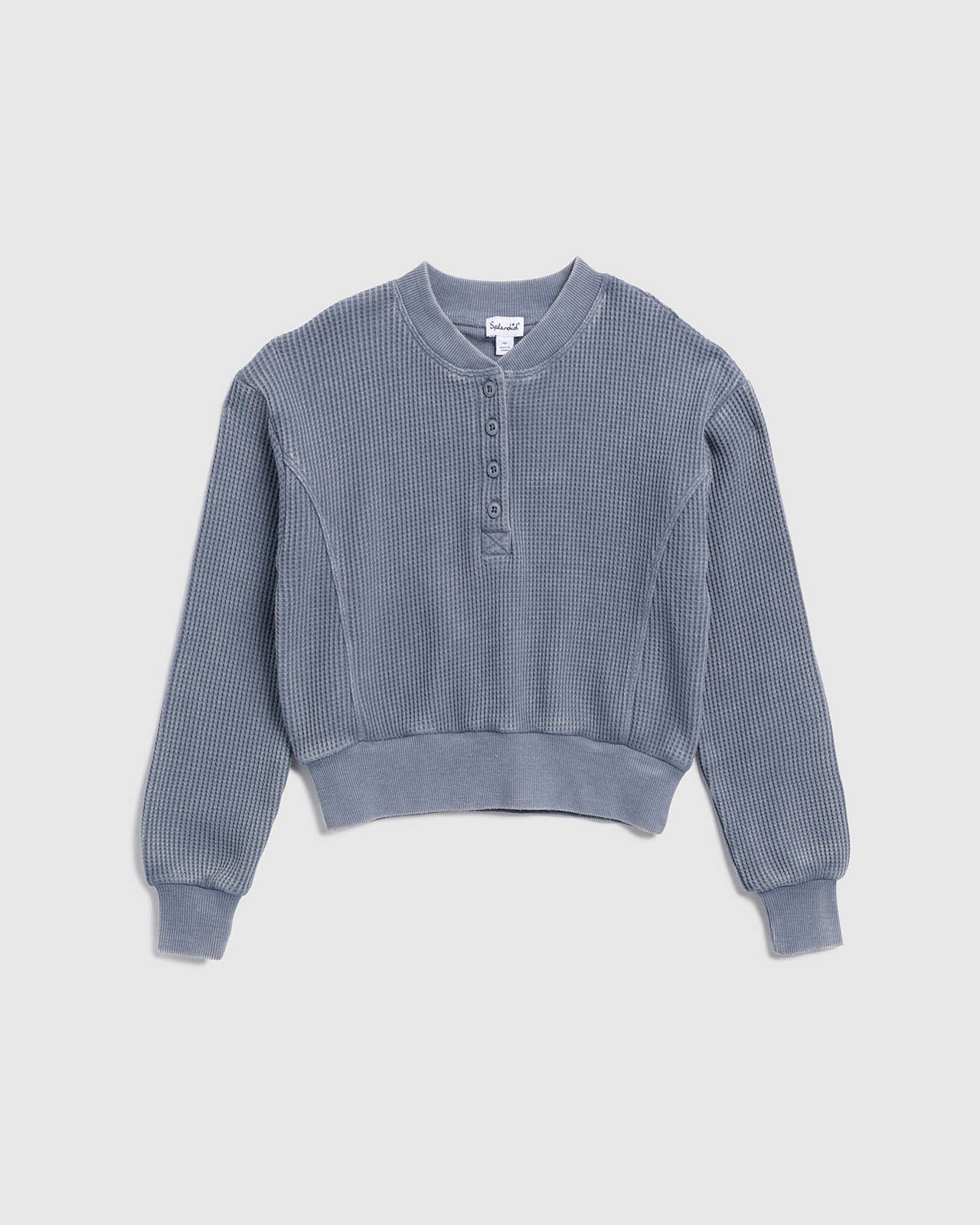 Girls Thermal Henley Sweatshirt
