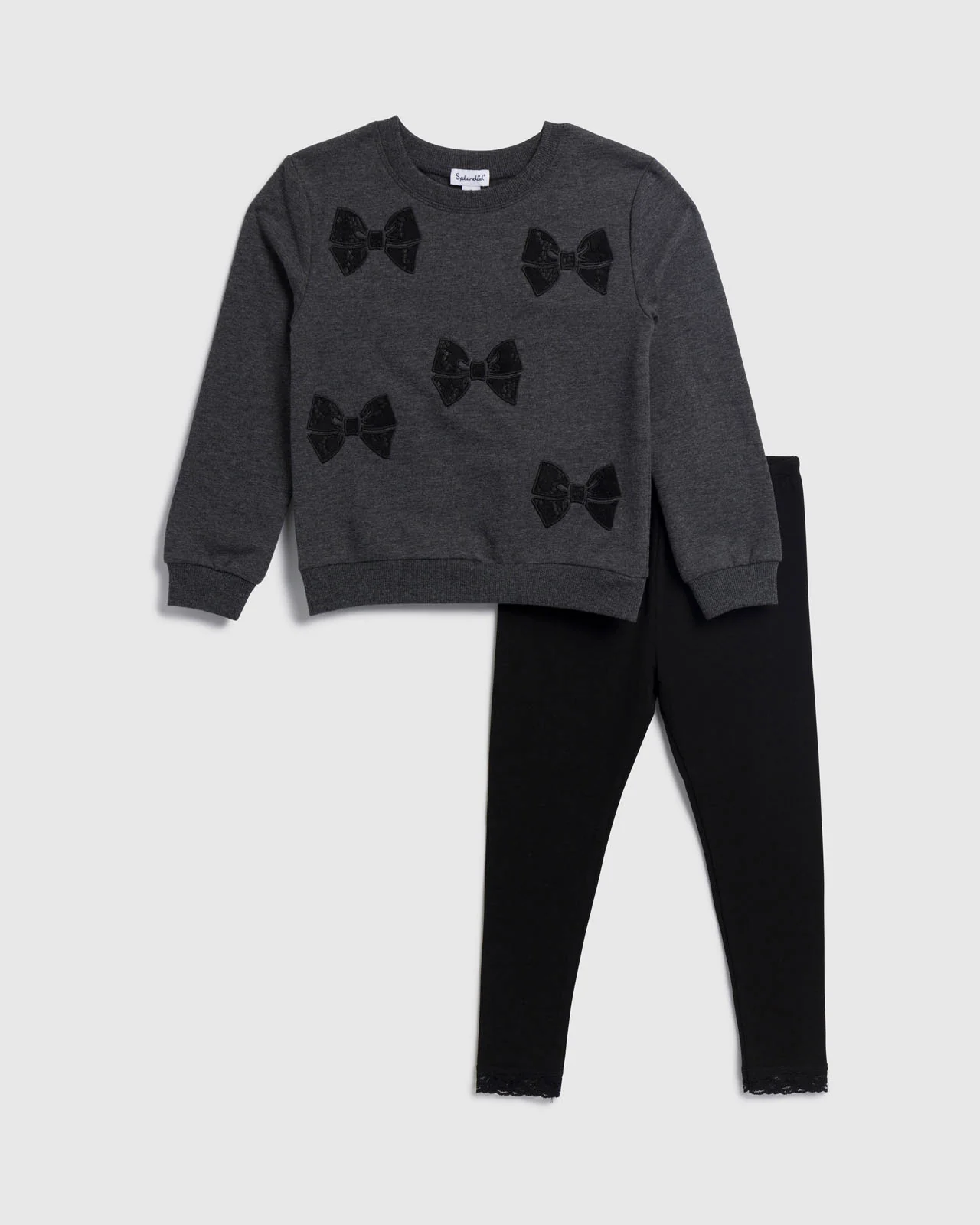 Toddler Girl Lacy Bow Sweatshirt Set