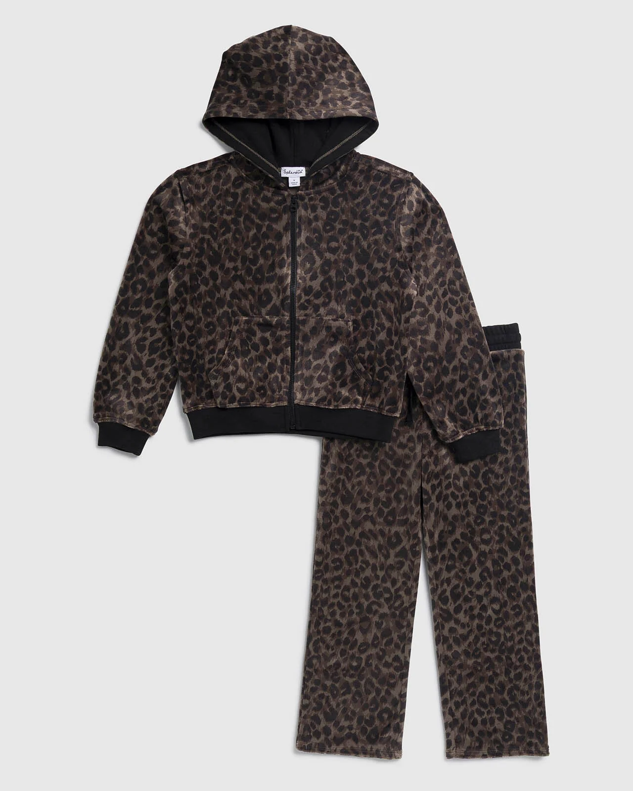 Toddler Girl Cheetah Velour Zip Up Set