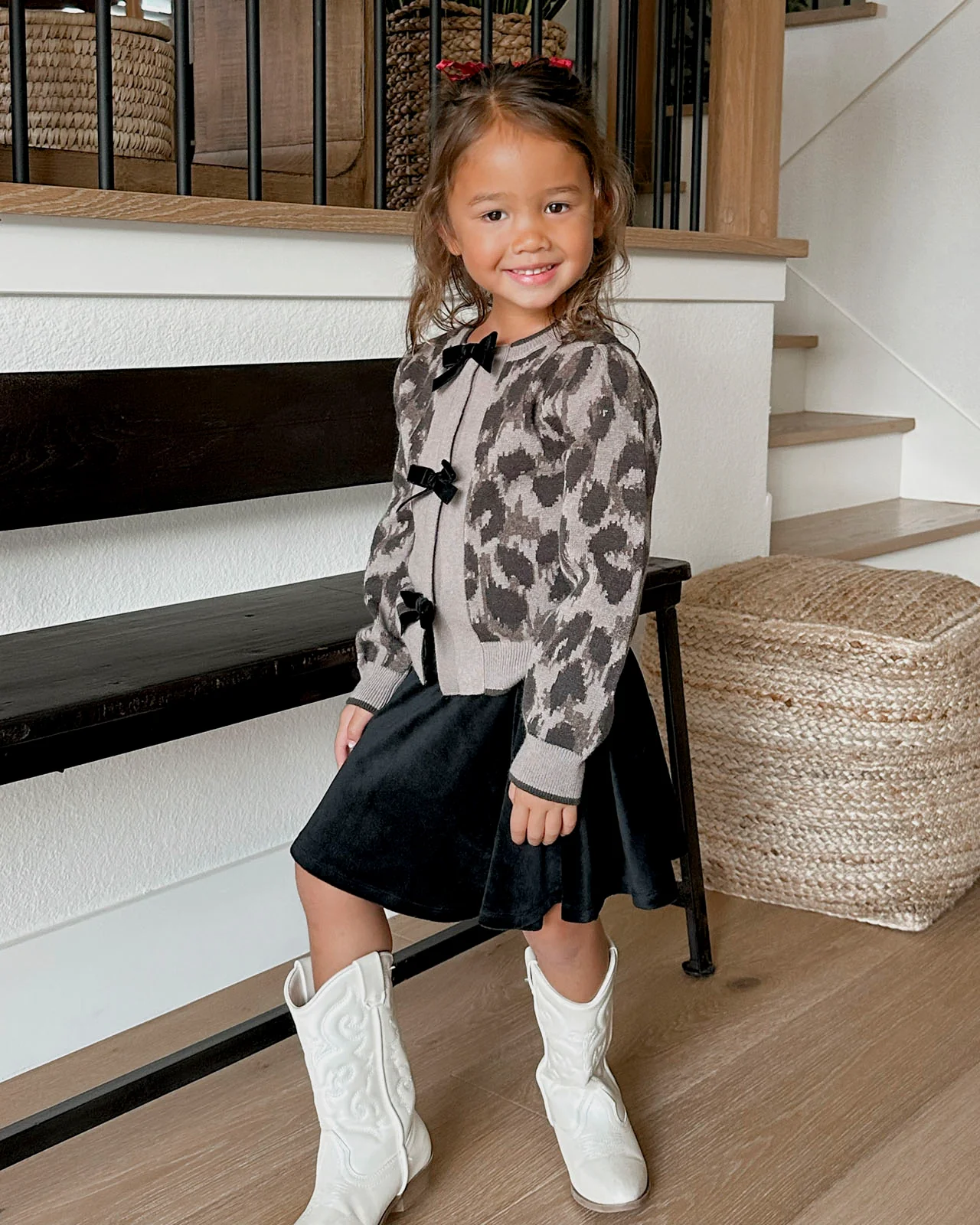 Toddler Leopard Bow Cardigan Set