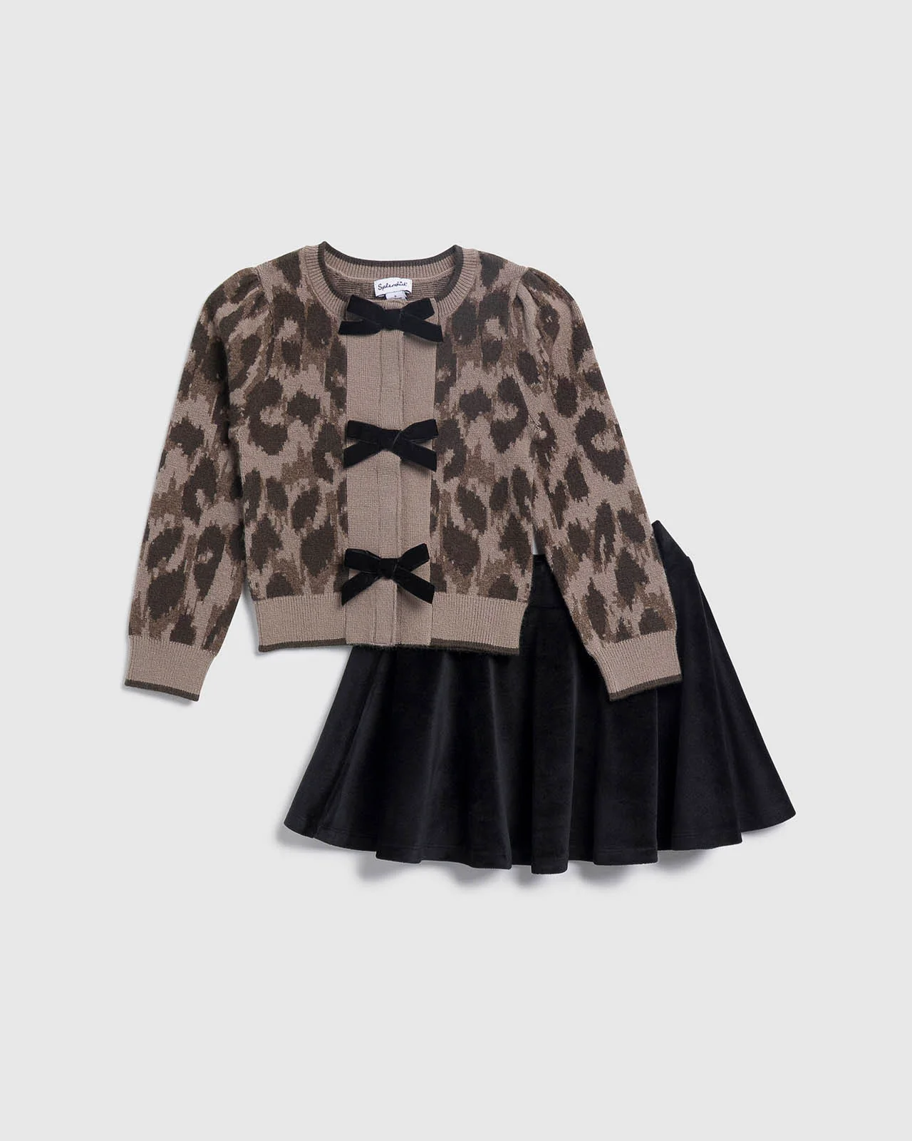 Toddler Leopard Bow Cardigan Set