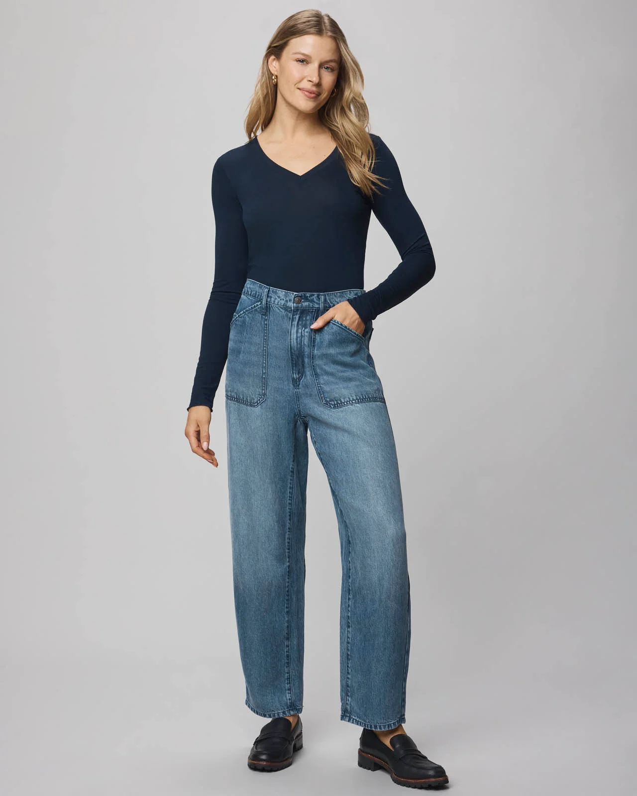 Bamboo Jersey Long Sleeve V Neck Tee