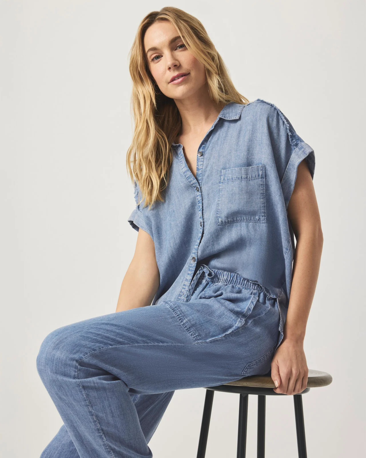 Short Sleeve Paige Indigo Shirt