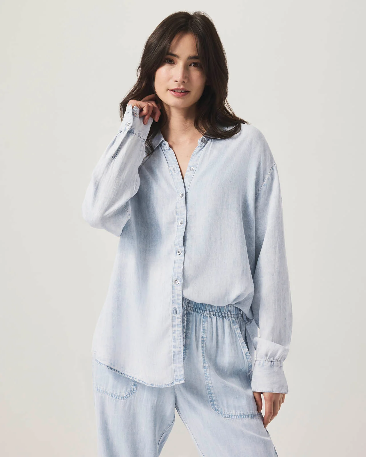 Bleached Indigo Button Down