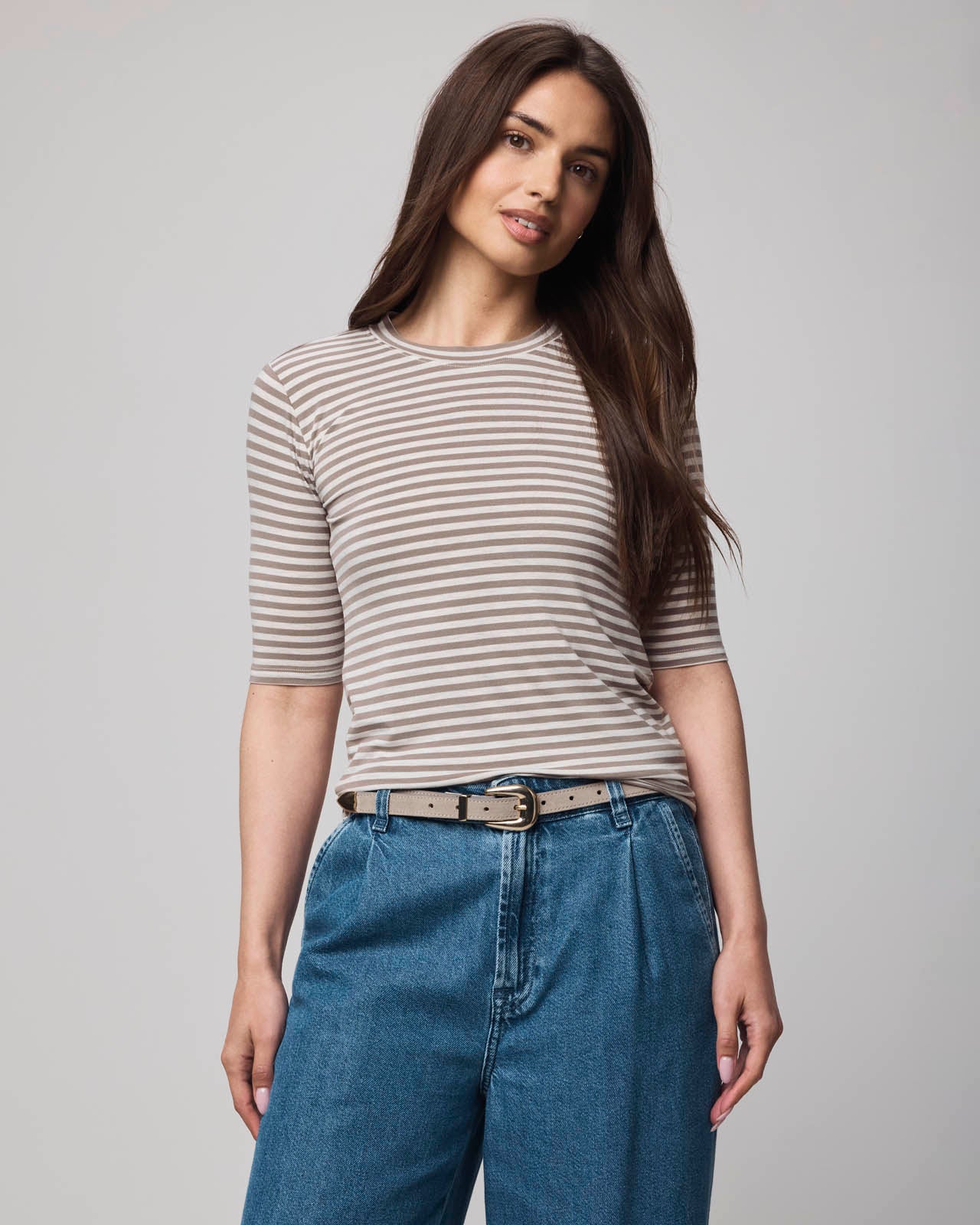 Bamboo Stripe Quarter Sleeve Tee