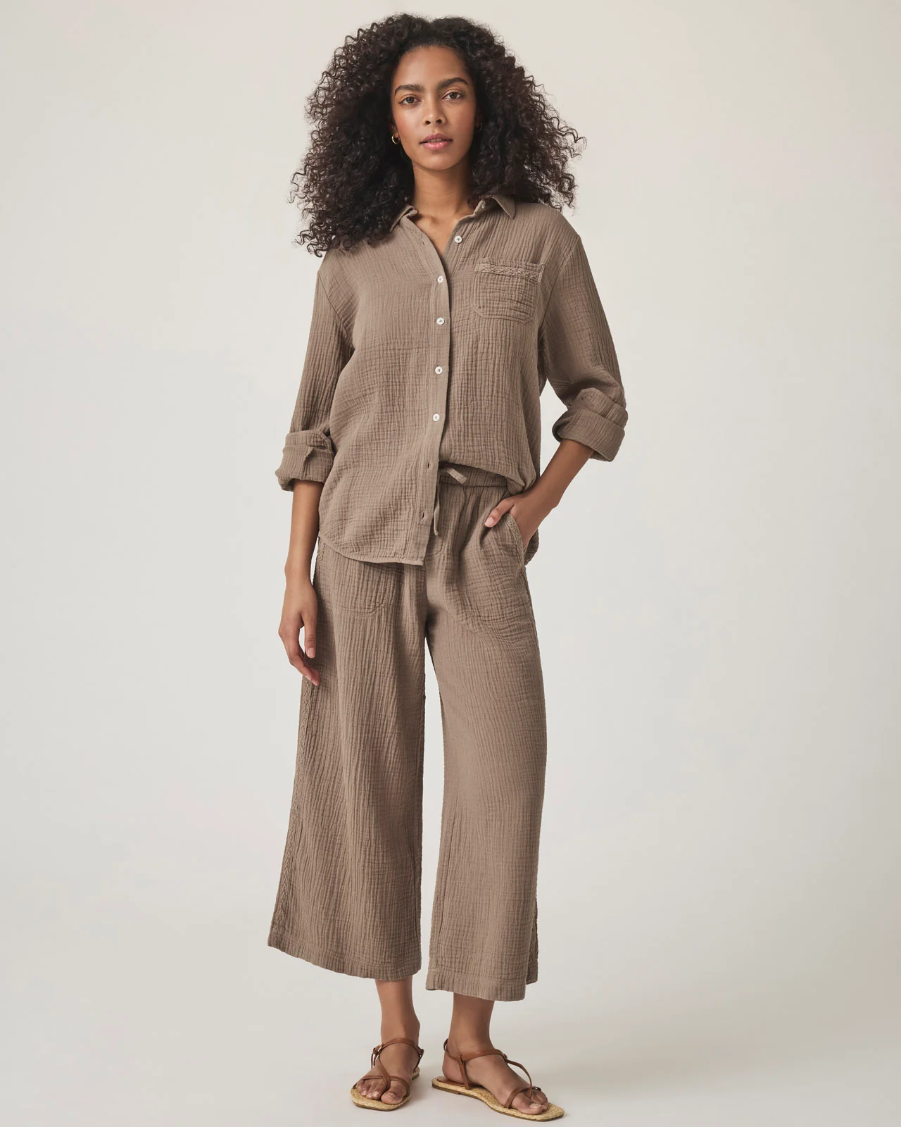 Kit Gauze Crochet Palazzo Pant