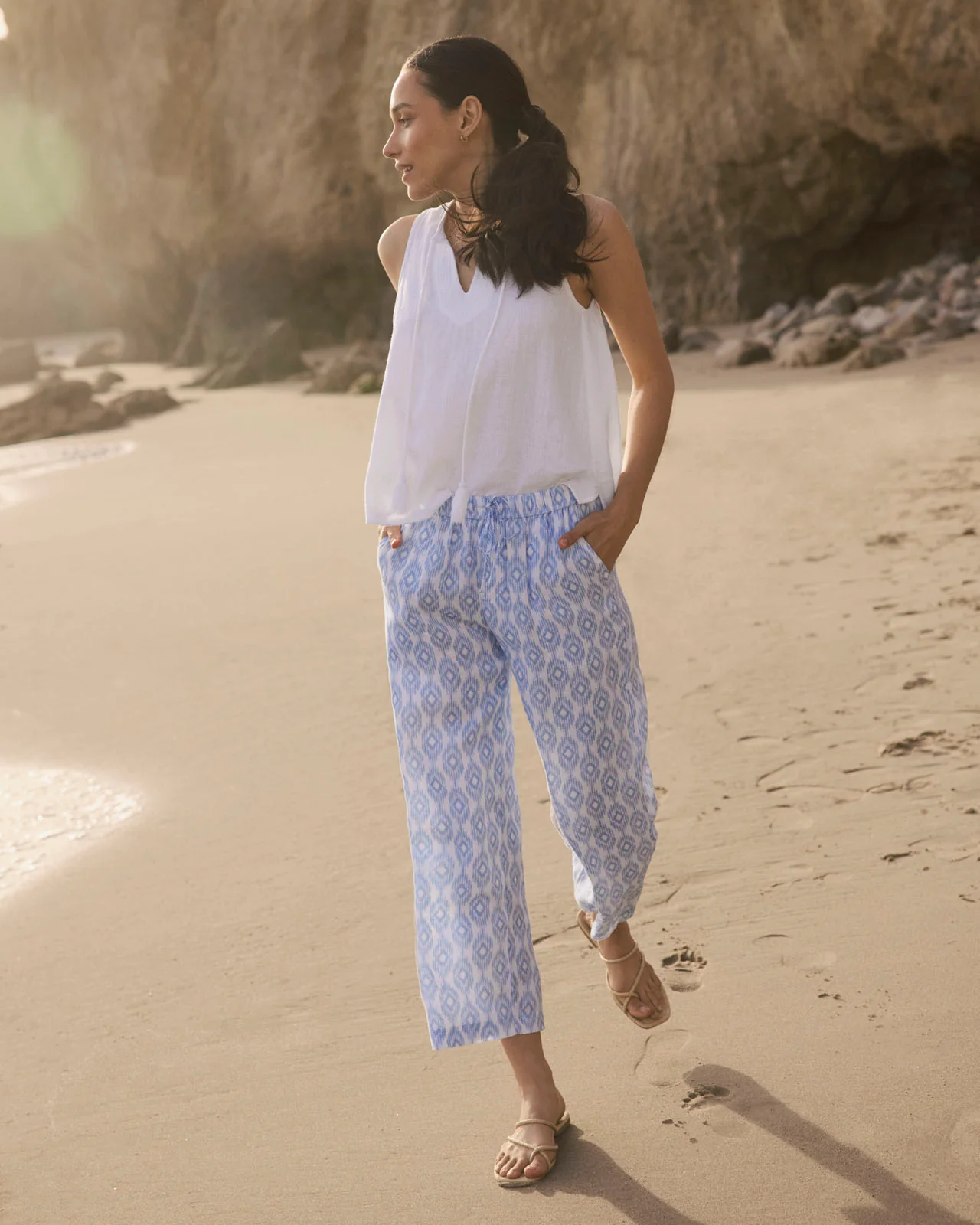 Angie Ikat Crop Wide Leg Pant