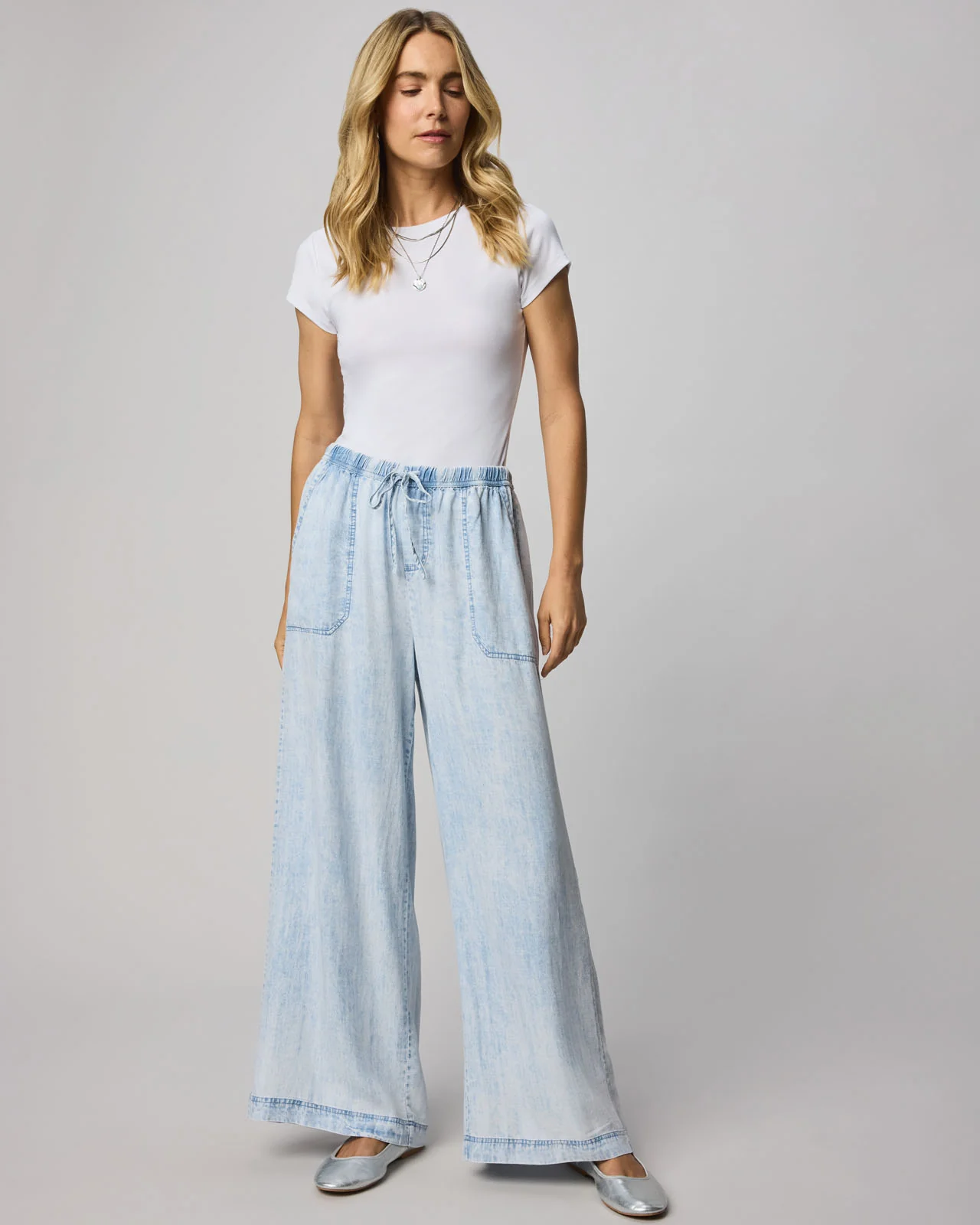 Bleached Indigo Angie Palazzo Pant