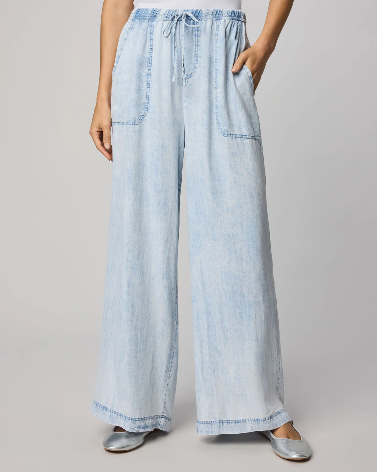 Bleached Indigo Angie Palazzo Pant