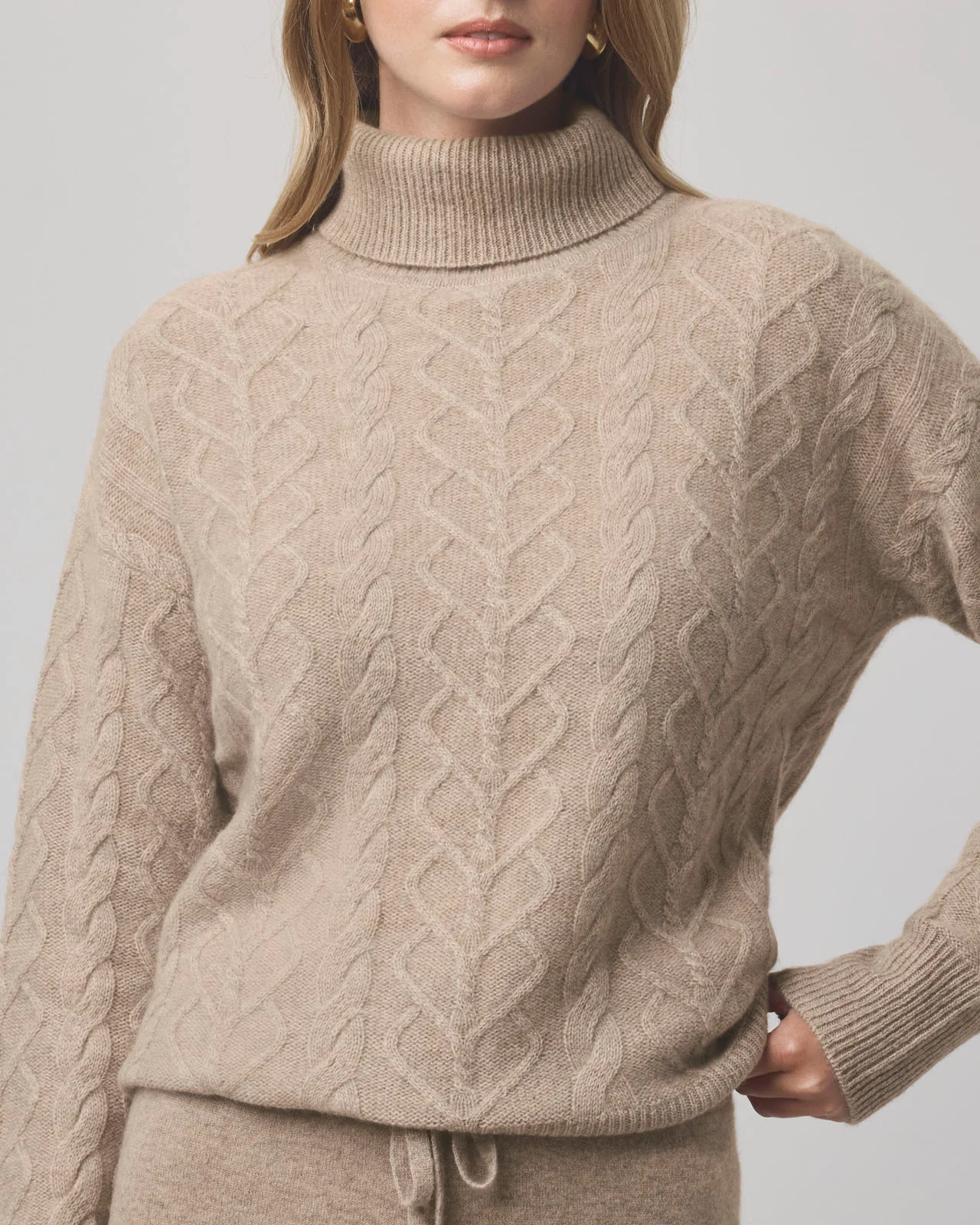 Charlotte Cashmere Turtleneck Cable Sweater