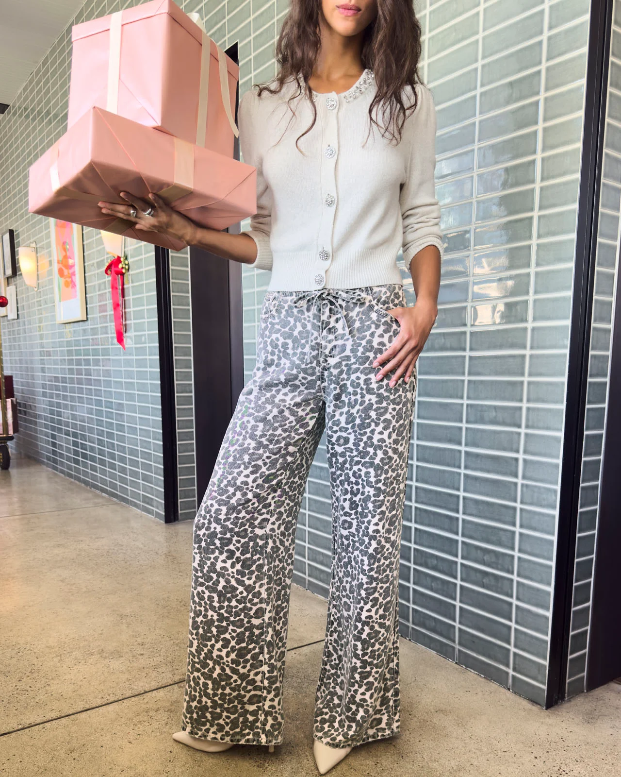 Lounge Denim Leopard Pant