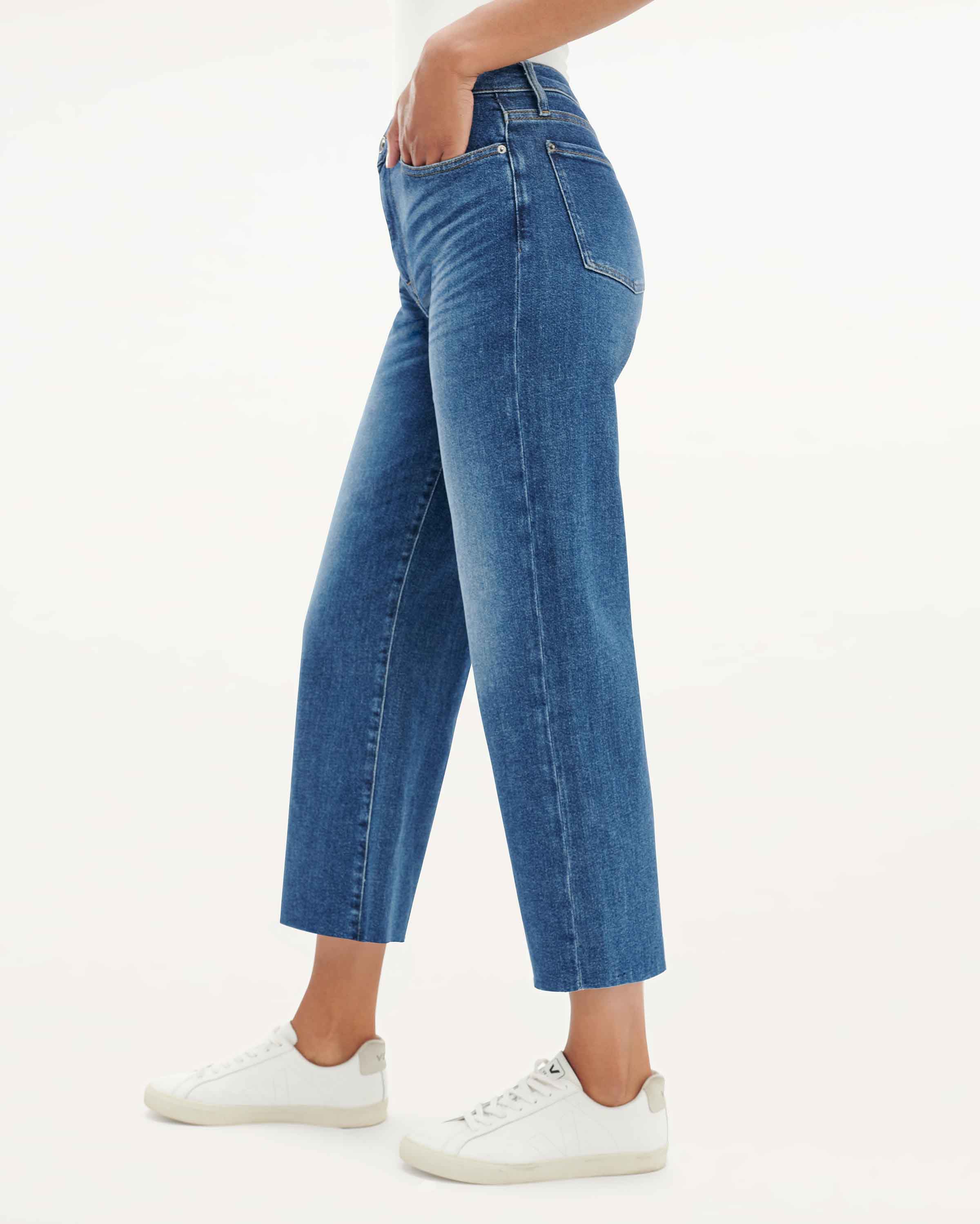 High Waist Crop Wide Leg Jeans